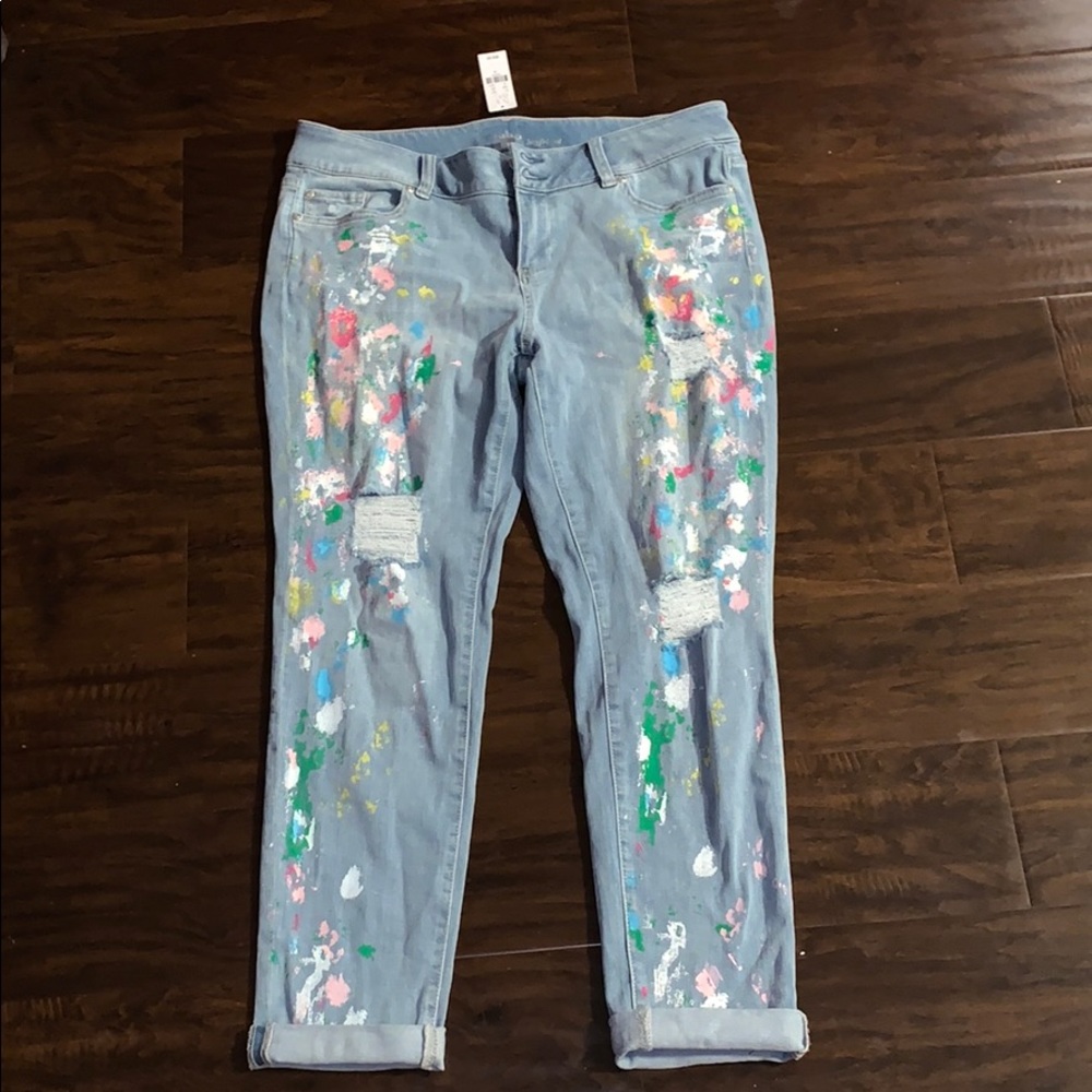 New York and Co ripped/painted jeans